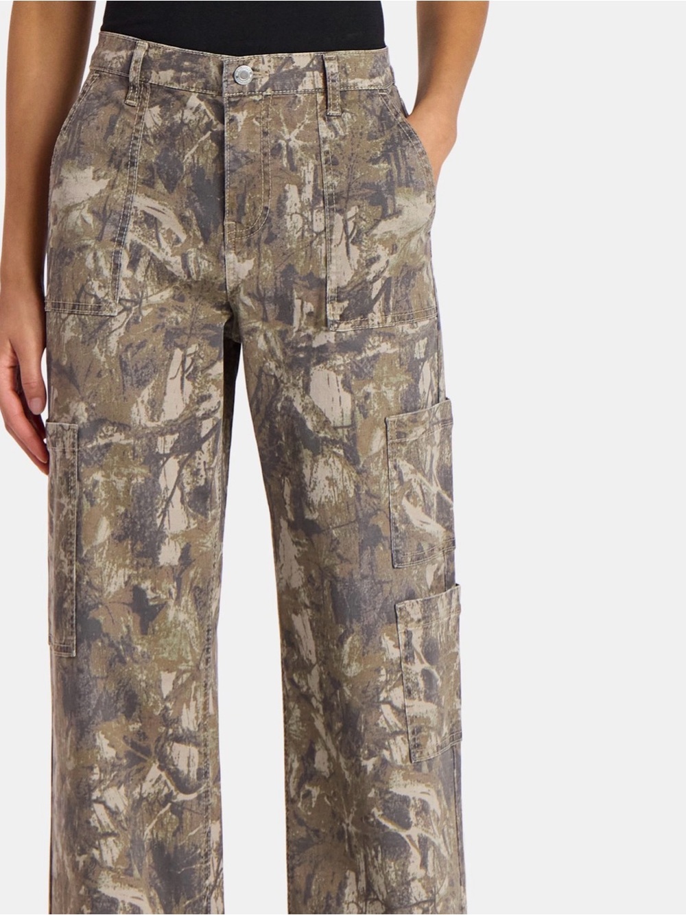 No Boundaries Olive & Brown Camouflage Wide-Leg Cargo Pants